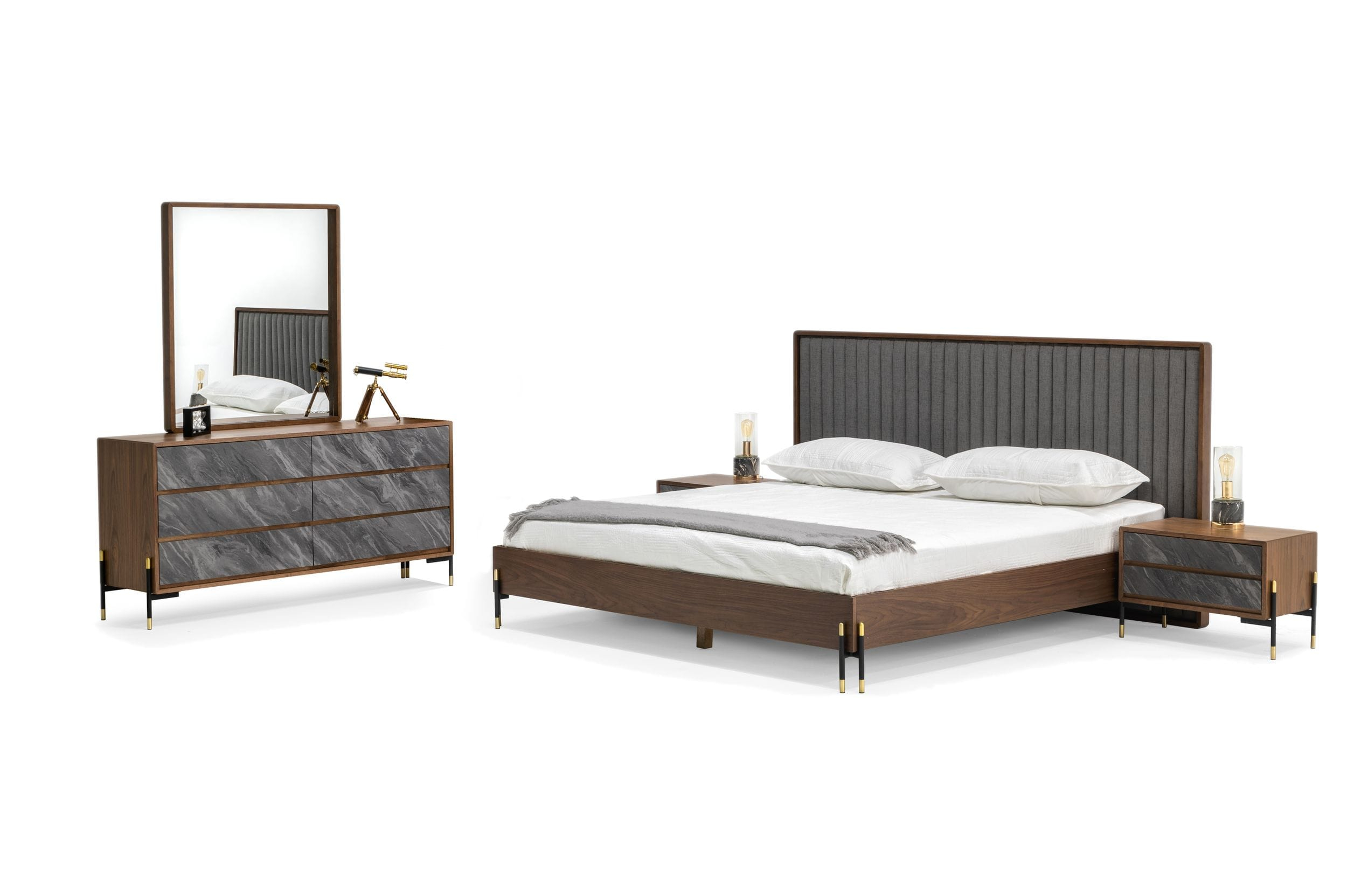 Nova Domus Metcalf - Mid-Century Walnut & Grey Bedroom Set | Atlas ... with Nova Domus Metcalf Mid-Century Walnut And Gray Dresser