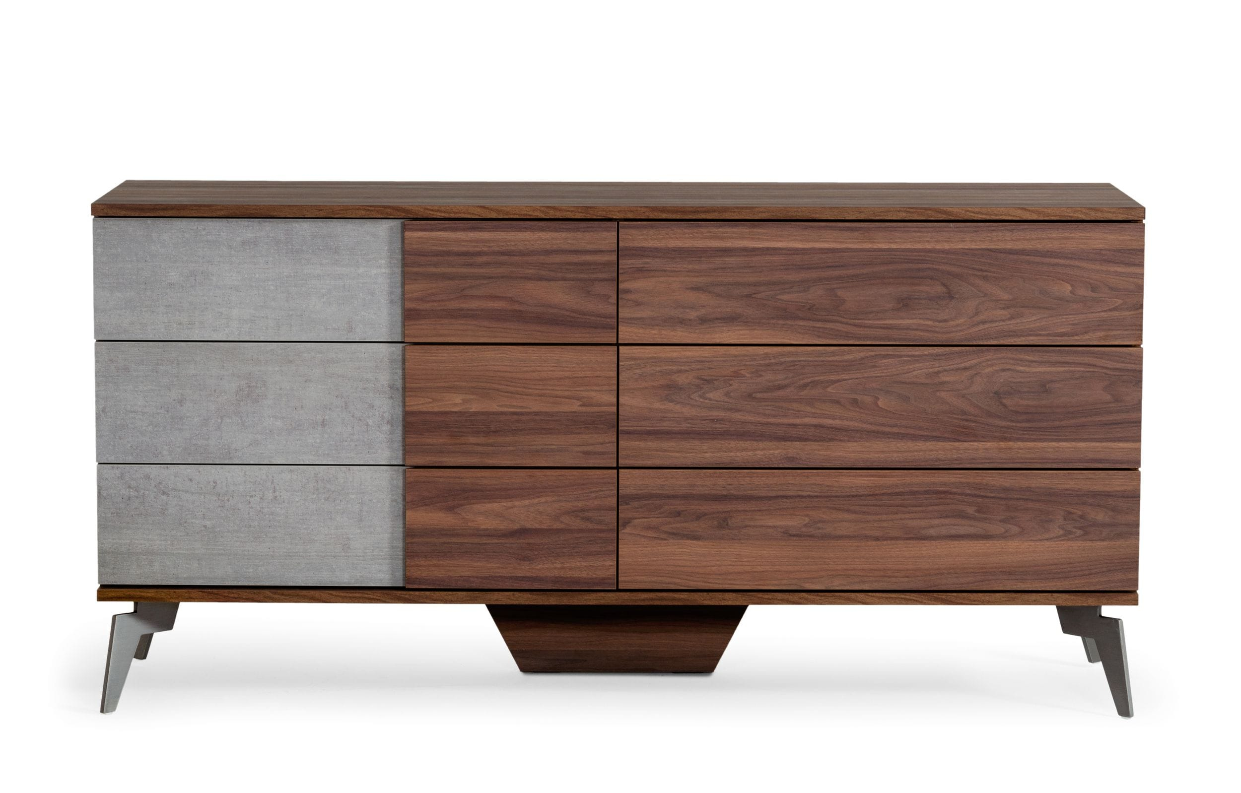 Nova Domus Palermo - Modern Italian Faux Concrete & Walnut Dresser ... inside Nova Domus Enzo Italian Modern Gray Walnut Dresser