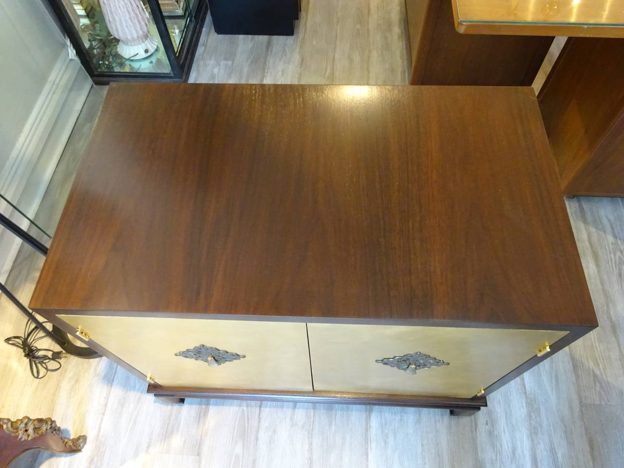 Pair Of John Stuart Gold Leaf Cabinets For Sale At 1Stdibs regarding Gold Leaf Eight Drawer Cabinet