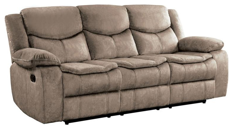 Pemberly Row 20.5" Traditional Microfiber Double Glider Reclining Sofa ... with regard to Pemberly Row 20.5" Traditional Microfiber Double Glider Reclining Sofa In Brown