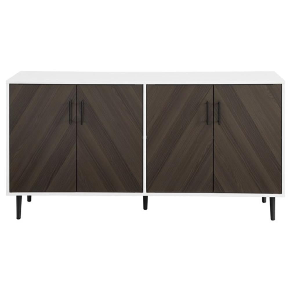 Pemberly Row 58" Mid Century Modern Faux Bookmatch Tv Stand In Brown ... regarding Pemberly Row Modern Farmhouse 58" Tv Stand In Brown (Tvs Up To 65")