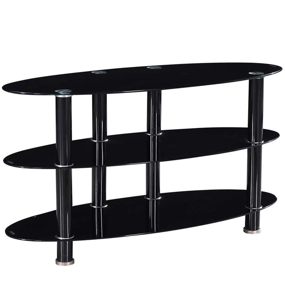 Pemberly Row Contemporary Glass Oval Tv Stand For Tvs Up To 40" In ... in Pemberly Row Modern Glass Tv Stand For Tvs Up To 35" In Black