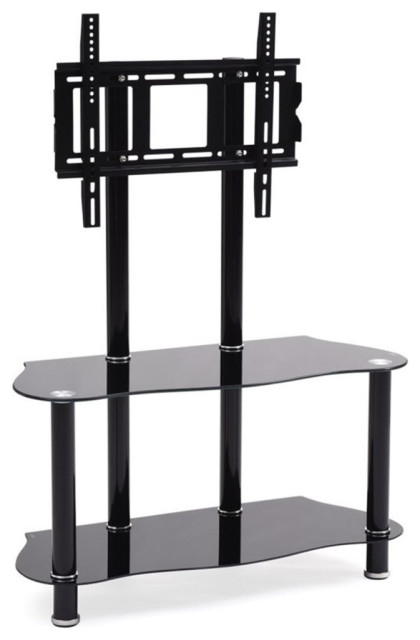 Pemberly Row Modern Glass Tv Stand For Tvs Up To 35" In Black ... intended for Beyond Aesthetics The Functional Brilliance of the Pemberly Row Black TV Stand