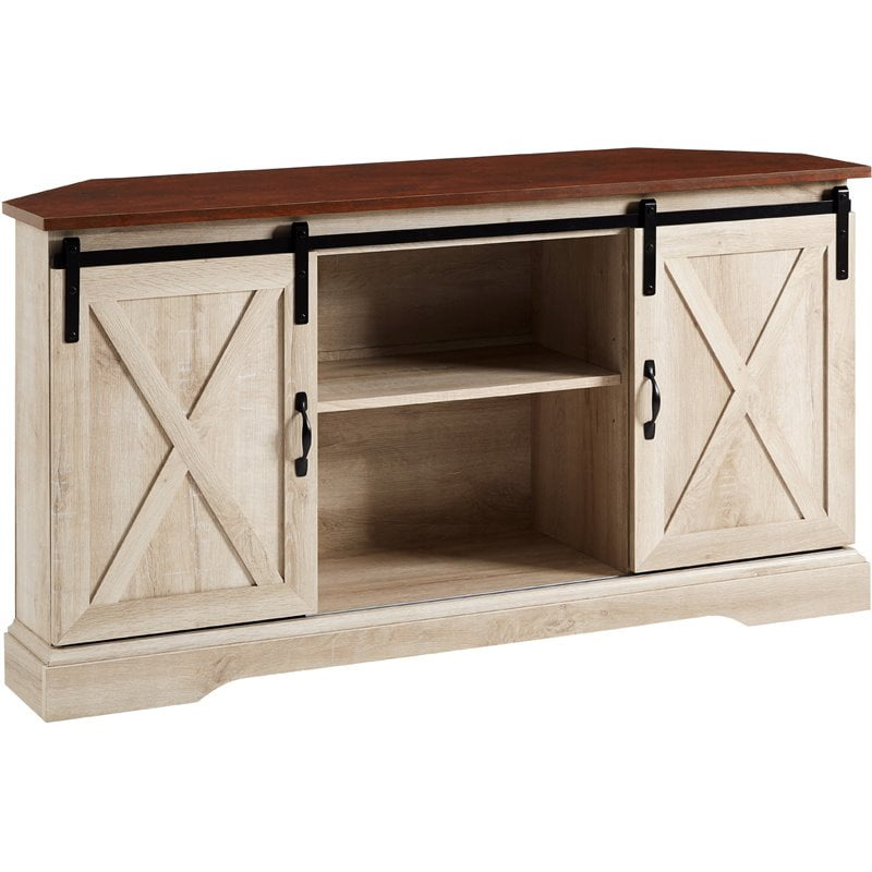 Pemberly Row Traditional Wood Corner Tv Stand For Tvs Up To 52" In ... throughout Pemberly Row Traditional Wood Corner Tv Stand For Tvs Up To 52" In White Oak