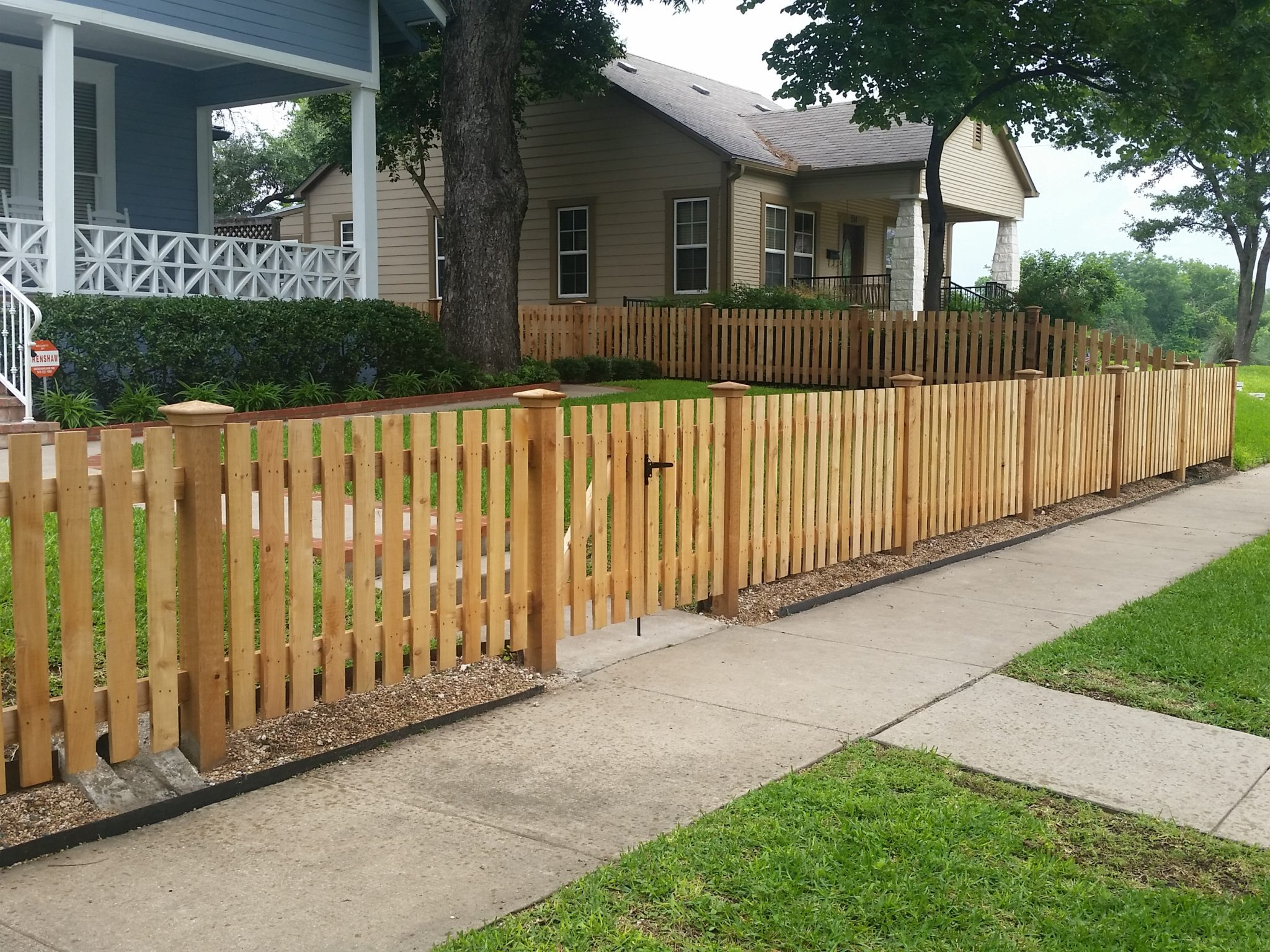 Picket Fences Austin Tx | Wood Picket Fence Installation | Sierra Fence ... inside Picket House Furnishings Brooks 9-Drawer Dresser With Mirror In Grey