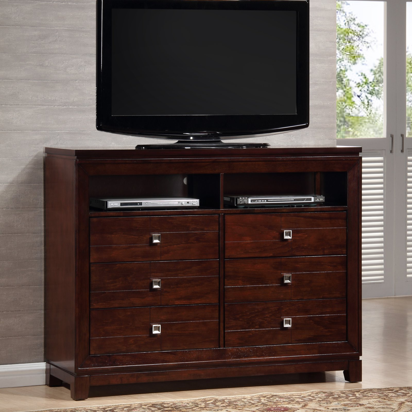 Picket House Furnishings London 6 Drawer Media Chest - Warm Cherry ... inside Beyond the Basics Caring for Your Picket House Furnishings Harrison 4-Drawer Chest
