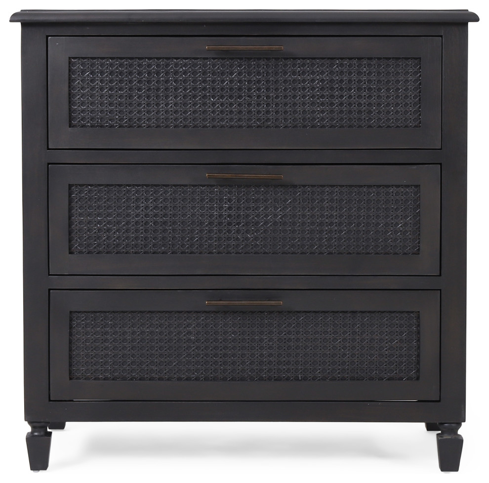 Pollards Rustic Acacia Wood And Cane 3 Drawer Dresser, Dark Gray ... in Styling Tips for Your Pollards Rustic Acacia Wood and Cane 3 Drawer Dresser