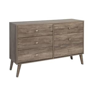 Prepac Milo Mid Century Modern 6-Drawer Drifted Gray/White Dresser 33 ... pertaining to Finding the Perfect Mid-Century Dresser A Guide to Drifted Gray and 6 Drawers