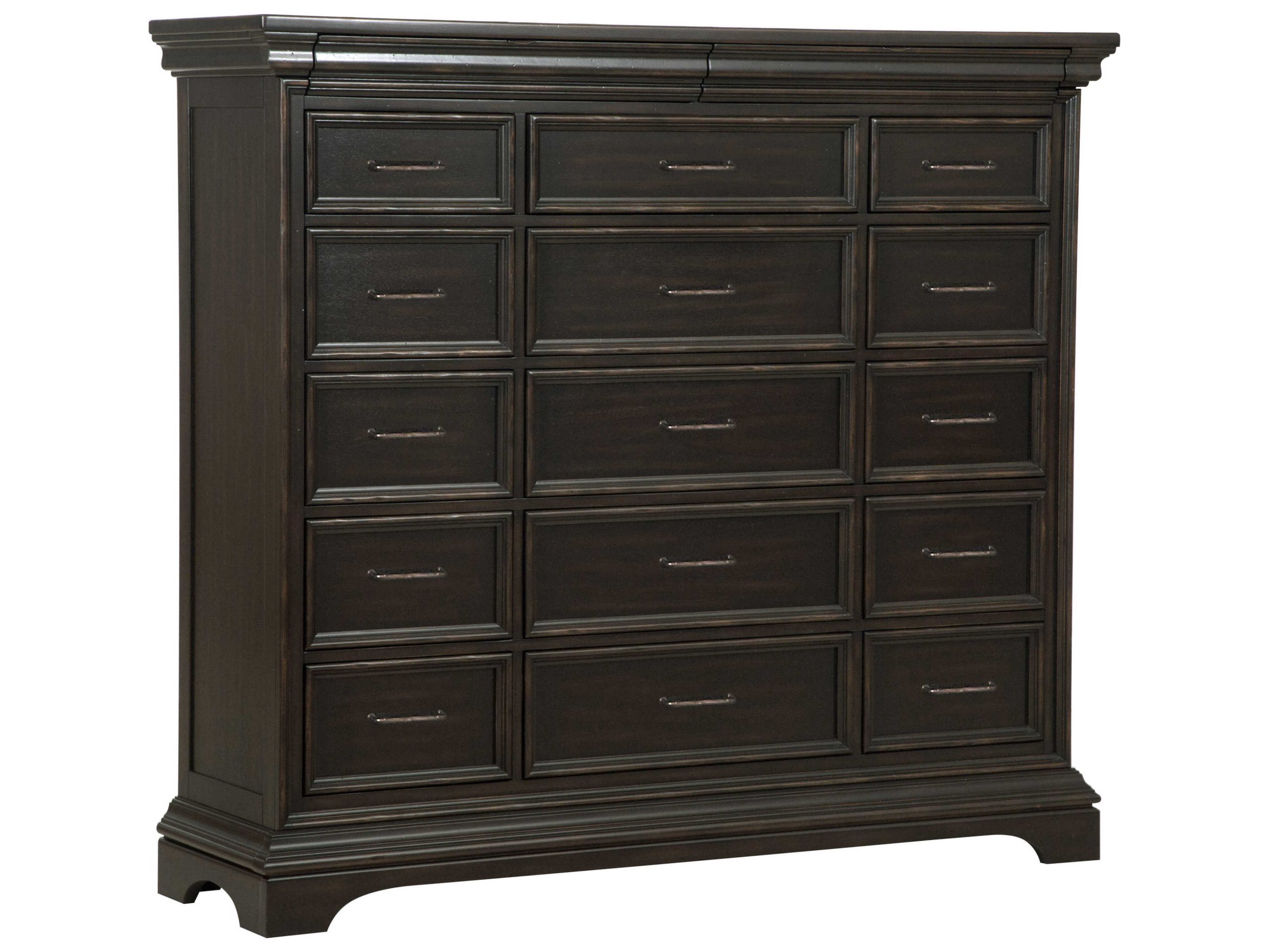 Pulaski Caldwell 17-Drawers Brown Acacia Wood Accent Chest | Pup012127 throughout Pulaski Caldwell Dresser, Dark Wood