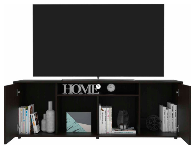 Redding Tv Stand For Tvs Up To 65" With 2 Cabinets And 3 Shelves, Black ... for Redding Tv Stand For Tvs Up To 65" With 2 Cabinets And 3 Shelves, Black