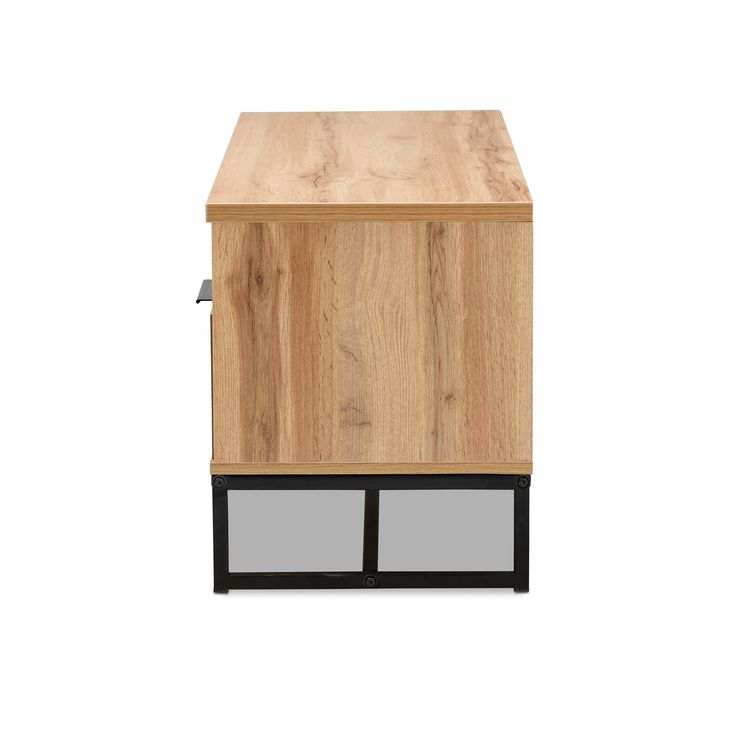 Reid Modern And Contemporary Industrial Oak Finished Wood And Black ... throughout Modern And Contemporary Oak Brown Finished Wood 1-Drawer Tv Stand