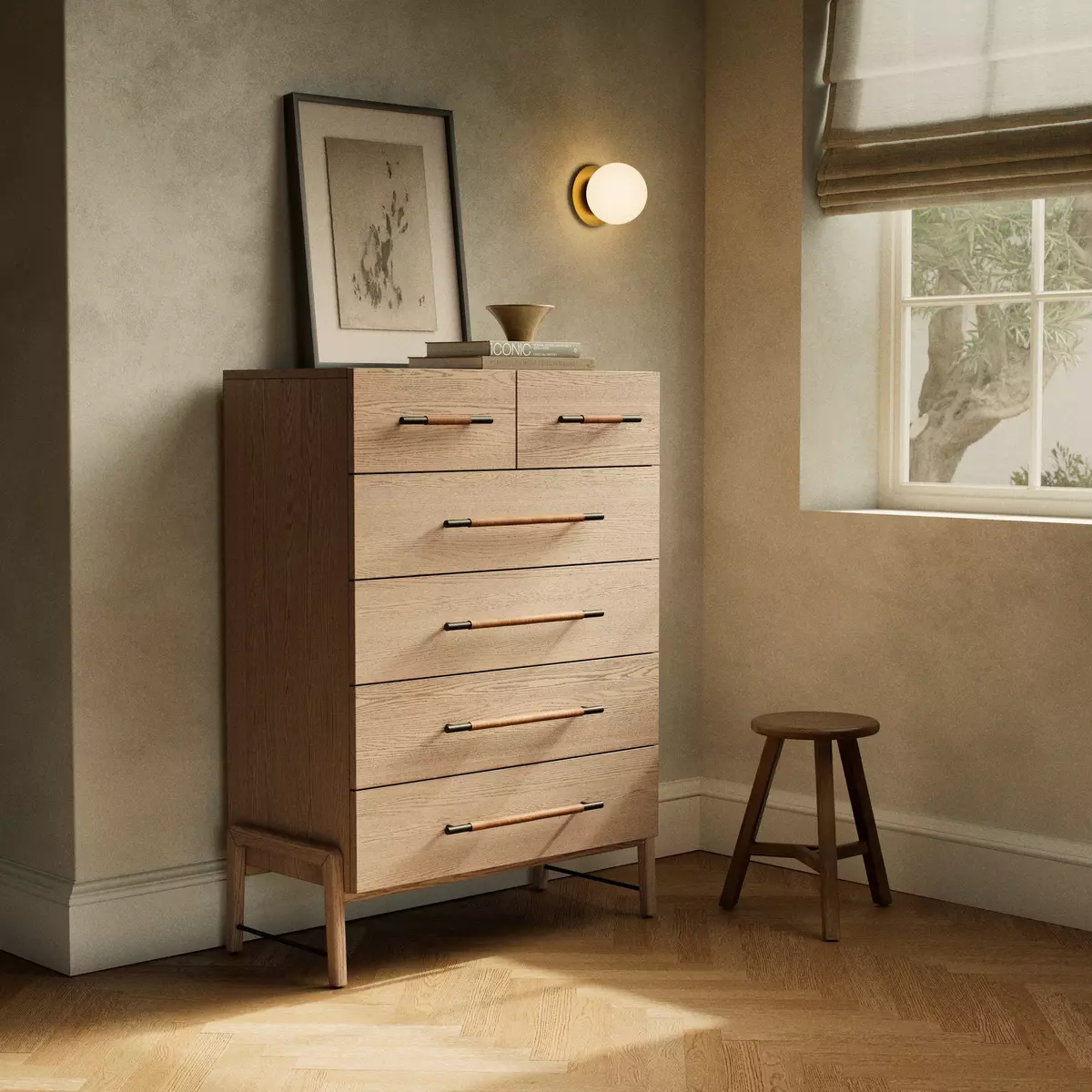 Rosedale 6 Drawer Tall Dresser Yucca Oak Veneer Four Hands with Exploring the timeless appeal of Yucca Oak veneer in Rosedale furniture design