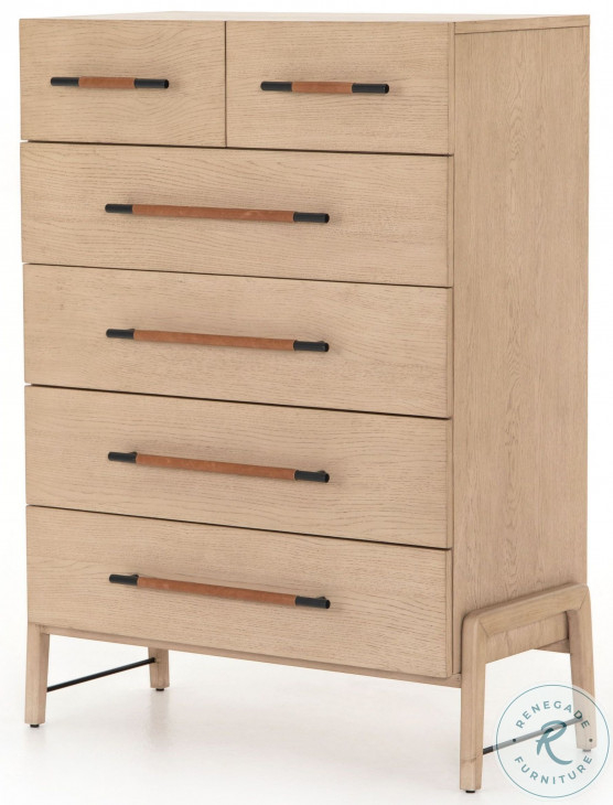 Rosedale Yucca Oak 6 Drawer Tall Chest From Four Hands | Coleman Furniture within Exploring the timeless appeal of Yucca Oak veneer in Rosedale furniture design
