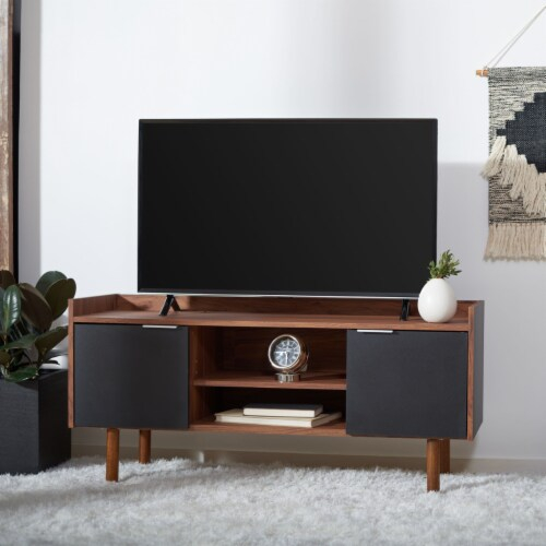 Safavieh Diara 2-Shelf 2-Door Media Stand Walnut / Black, 1 Unit ... with regard to How to Choose the Right Media Stand for Your Living Room Setup