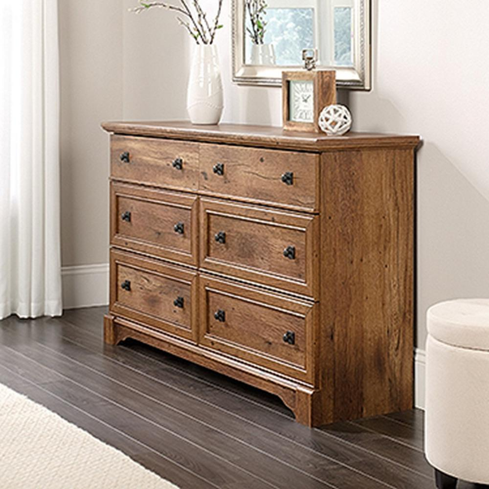Sauder Palladia 6-Drawer Vintage Oak Dresser-420613 - The Home Depot pertaining to The Art of Choosing the Right 6 Drawer Dresser W58 x D16 x H36 for Your Room