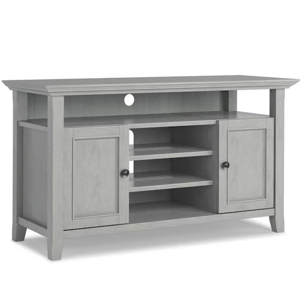 Simpli Home Amherst Solid Wood 54 In. Wide Transitional Tv Media Stand ... with Amherst 54 Inch Wide Solid Wood Transitional Tv Stand In Antique White