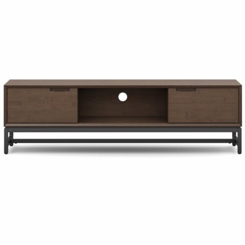 Simpli Home Banting 72 Inch Low Tv Stand Solid Rubberwood Mid Century ... inside Banting Mid Century 72 Inch Wide Tv Stand
