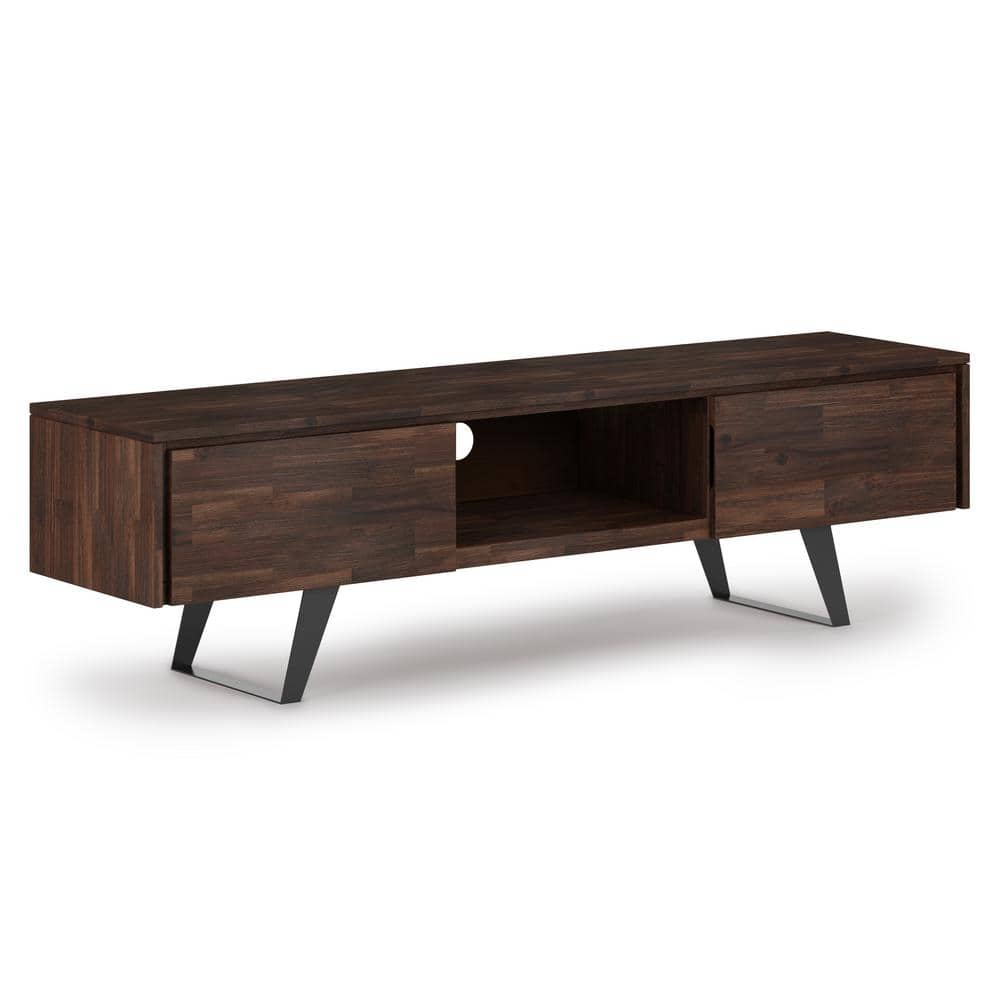 Simpli Home Lowry Solid Acacia Wood 72 In. Wide Modern Industrial Tv ... for Lowry Solid Acacia Wood Tv Media Stand For Tvs Up To 70 Inches, White