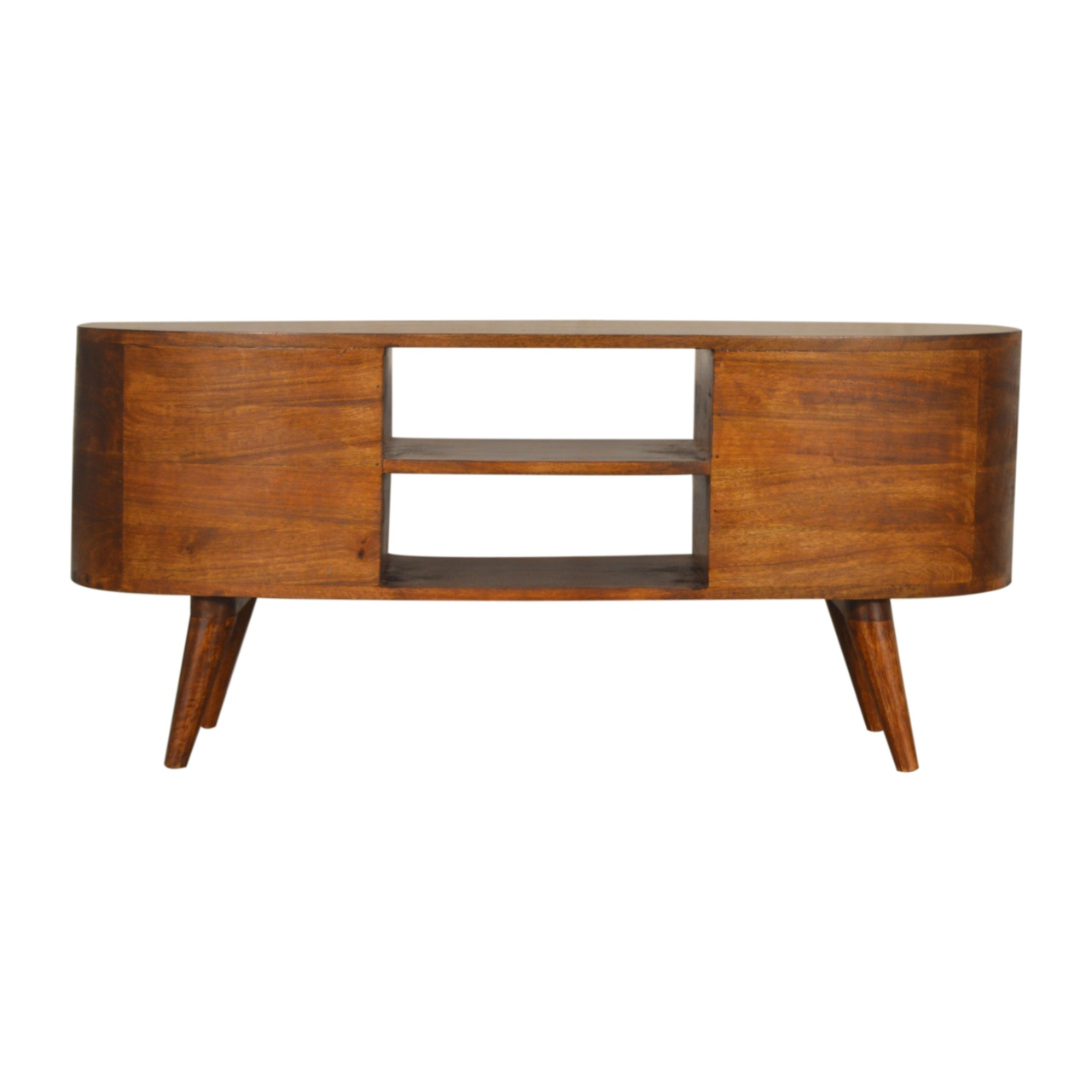 Solid Chestnut Finished Mango Wood Scandinavian Style 4 Drawer 2 Slot ... for Media Unit Elevated Chestnut Solid Mango Wood Artisan Furniture