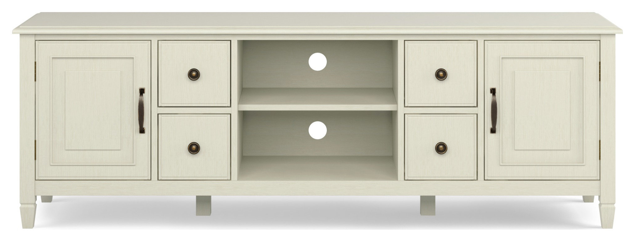 Solid Wood 72" Wide Tv Stand, Antique White For Tvs Up To 80 ... for Creating a Cozy Living Room with the Amherst 54-inch TV Stand