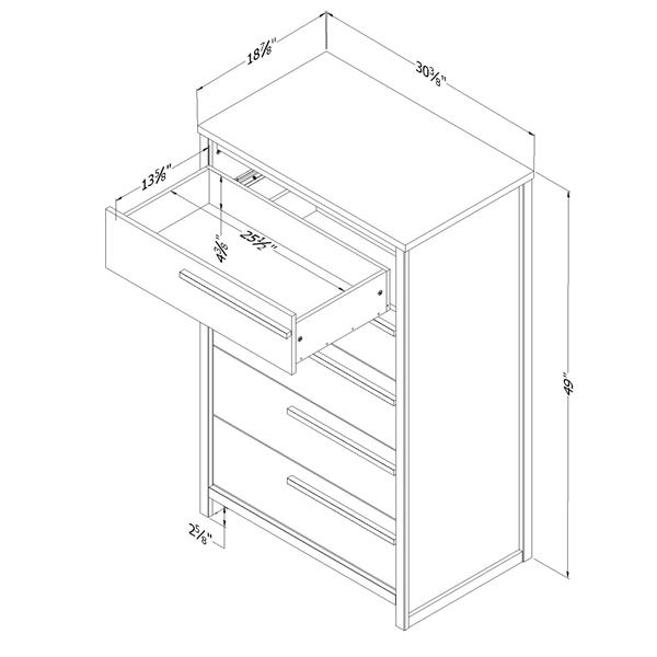 South Shore Furniture Tao 5-Drawer Chest - 30.5-In X 19-In X 49-In ... with Understanding the South Shore Tao 5 Drawer Chest in Natural Walnut