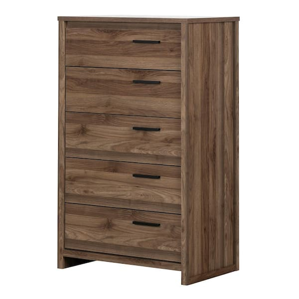 South Shore Tao 5-Drawer Natural Walnut Chest Of Drawers 11937 - The ... inside Understanding the South Shore Tao 5 Drawer Chest in Natural Walnut