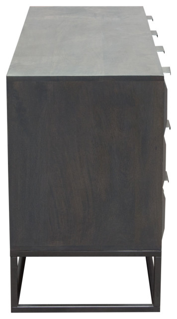 Spectrum 6-Drawer Solid Mango Wood Dresser, Smoke Gray, Gun Metal ... throughout Spectrum 6-Drawer Solid Mango Wood Dresser, Smoke Gray, Gun Metal Finished Legs
