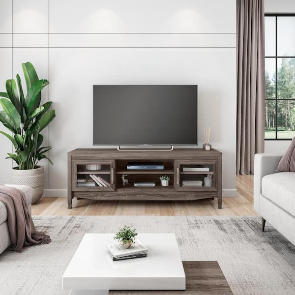 Techni Mobili 53 In. Gray Wood Tv Stand Fits Tvs Up To 60 In. With ... with Techni Mobili Gray Driftwood Tv Stand