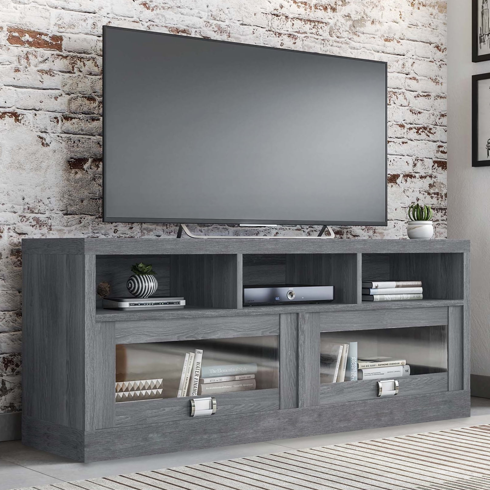 Techni Mobili 58" Durbin Tv Stand For Tvs Up To 75", Gray - Walmart.com throughout Techni Mobili Gray Driftwood Tv Stand