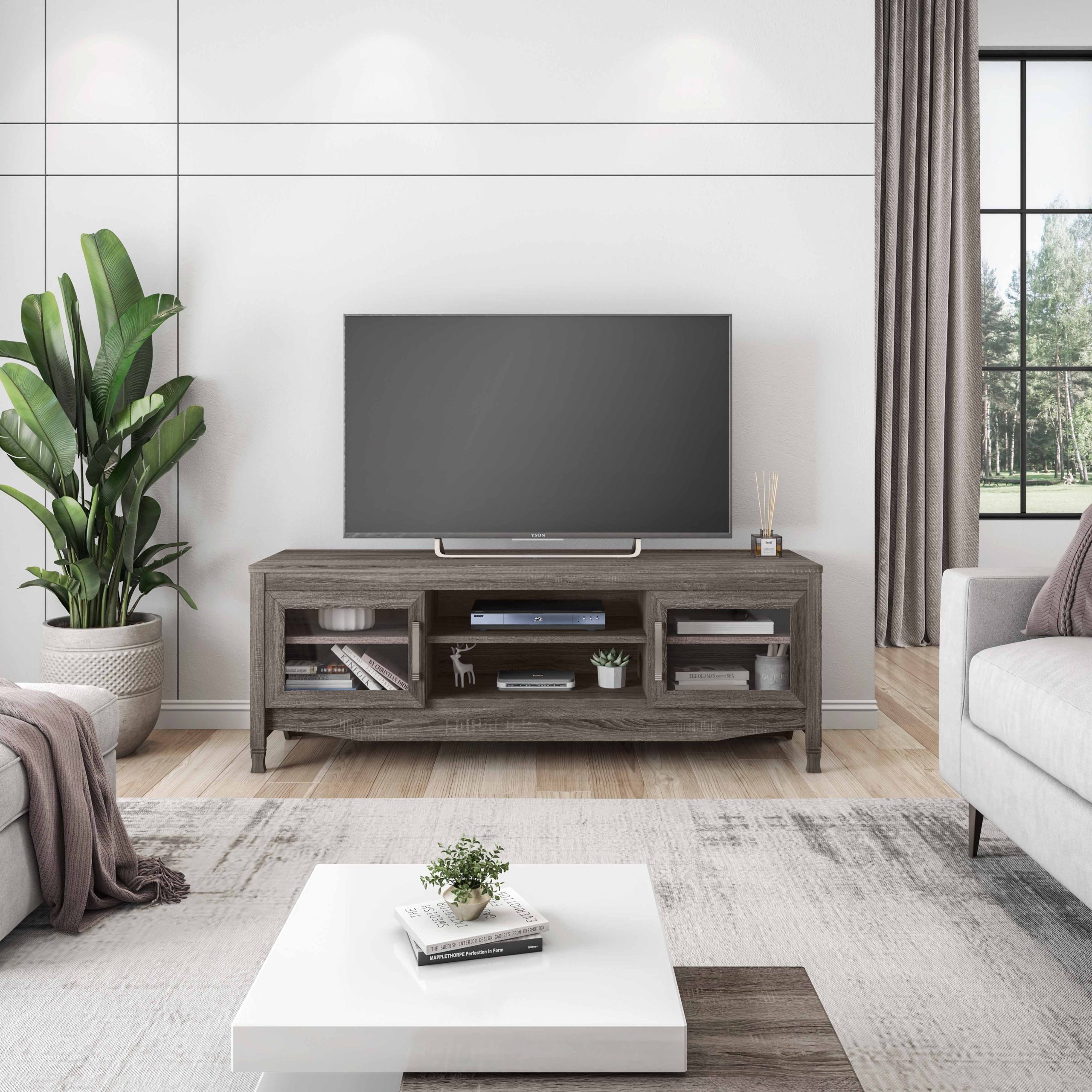 How Techni Mobili Gray Driftwood TV Stand Combines Functionality with Aesthetic Design