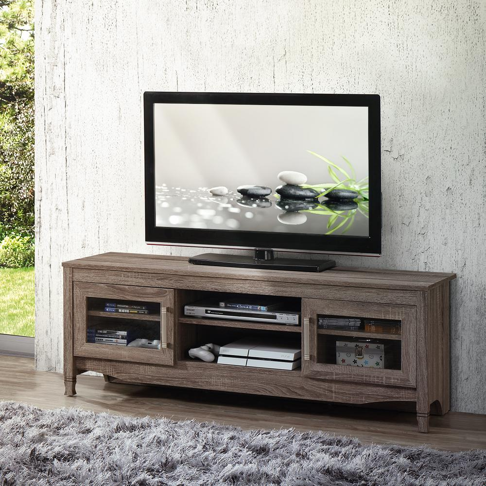 Techni Mobili Gray Driftwood With Shelving And Storage Cabinet Tv Stand ... with Techni Mobili Gray Driftwood Tv Stand
