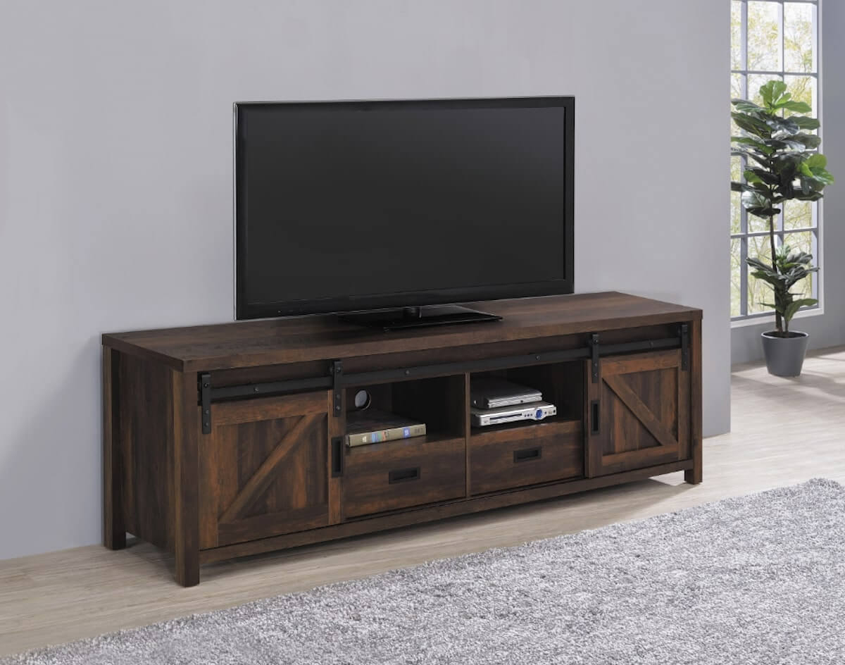 Top 5 Tv Stands With Storage For A Clutter-Free Living Room for Sedona 2-Door Engineered Wood 60" Tv Stand Dark Pine