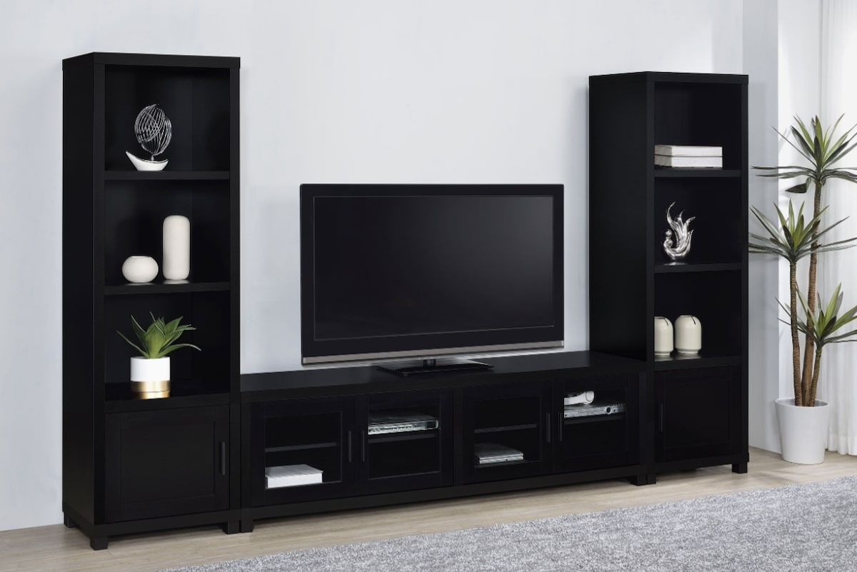 Top 5 Tv Stands With Storage For A Clutter-Free Living Room in Jupiter 4-Door Engineered Wood 79" Tv Stand Black