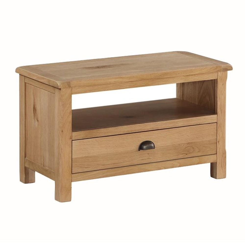 Trevino Wooden Tv Stand With 1 Drawer In Oak regarding Contemporary Living Room Solutions with Oak Brown 1-Drawer TV Units
