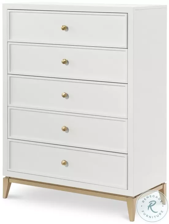 Uptown White And Gold Drawer Chest From Racheal Ray Home | Coleman ... for Chelsea By Rachael Ray Drawer Chest