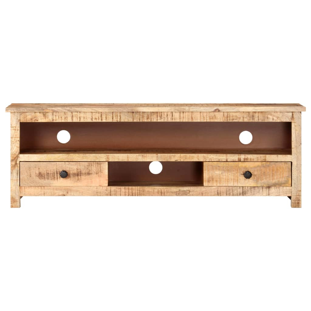 Vidaxl Tv Cabinet 120X30X40 Cm Rough Mango Wood | Vidaxl.com.au regarding Elevating Your Living Space vidaXL TV Cabinet in Black and Natural Wood