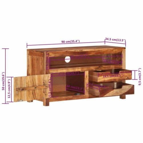 Vidaxl Tv Stand 35.4 X13.6 X19.7 Solid Wood Acacia, 35.4"X13.6"X19.7 ... inside Vidaxl Tv Cabinet Honey Touch Finish Solid Acacia Wood