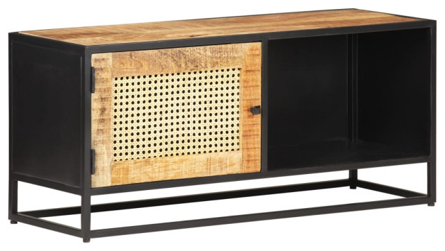 Vidaxl Tv Stand Tv Unit Sideboard Cupboard Rough Mango Wood And Natural ... inside Choosing the Right Wood Grain Patterns for Your Home's Unique Character