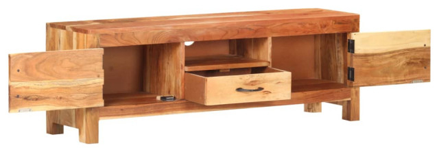 Vidaxl Tv Stand Tv Unit Sideboard Tv Console Media Cabinet Solid Acacia ... intended for Vidaxl Tv Cabinet Brown Solid Acacia Wood 51.2X11.8X18.5 In Tv Cabinet