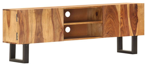 Vidaxl Tv Stand Tv Unit Sideboard Tv Console Media Cabinet Solid Wood ... intended for Elevate Your Entertainment Space with a Solid Sheesham Wood TV Stand