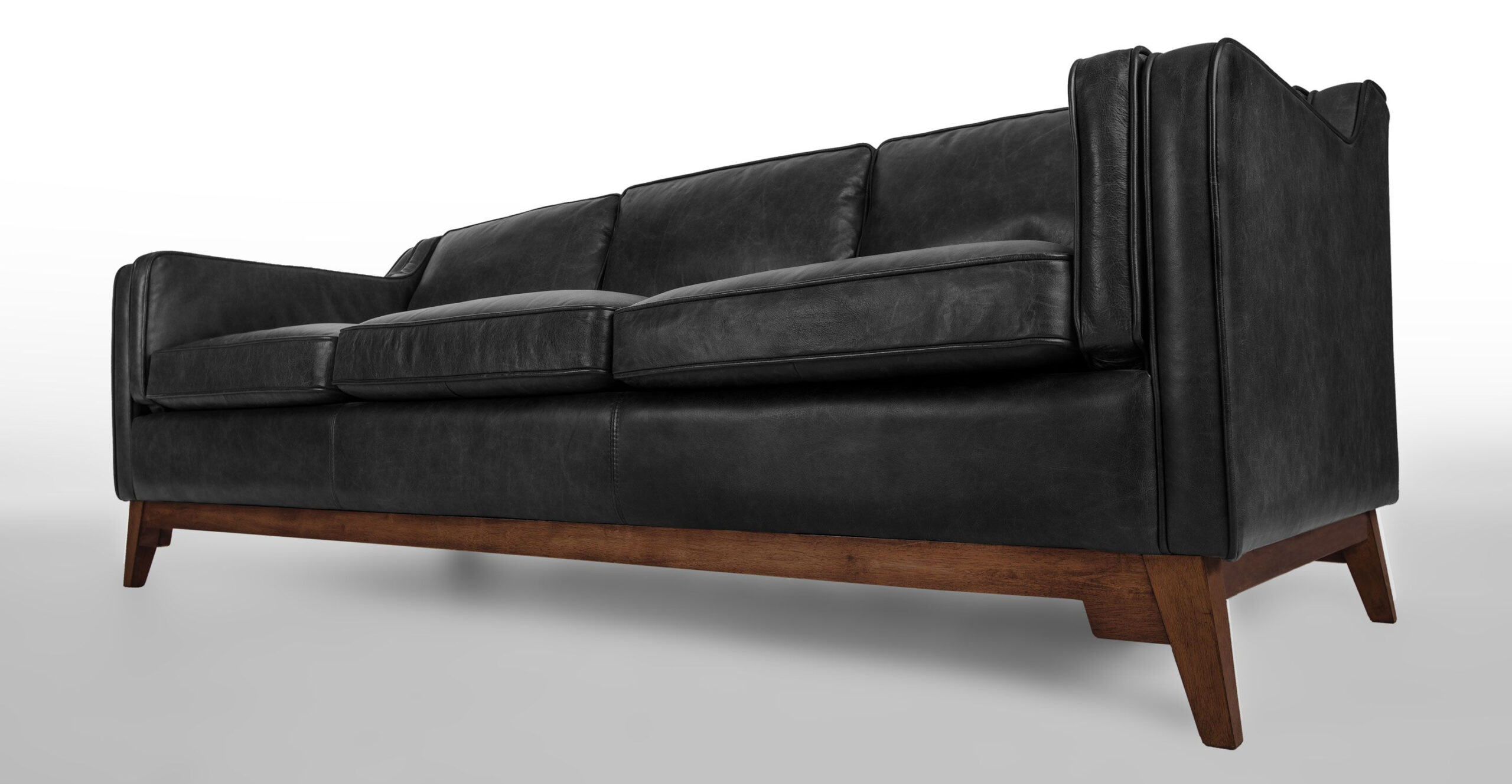 Worthington Oxford Black Sofa - Sofas - Article | Modern, Mid-Century ... with How to Incorporate a Statement Black Leather Couch into Your Contemporary Living Space