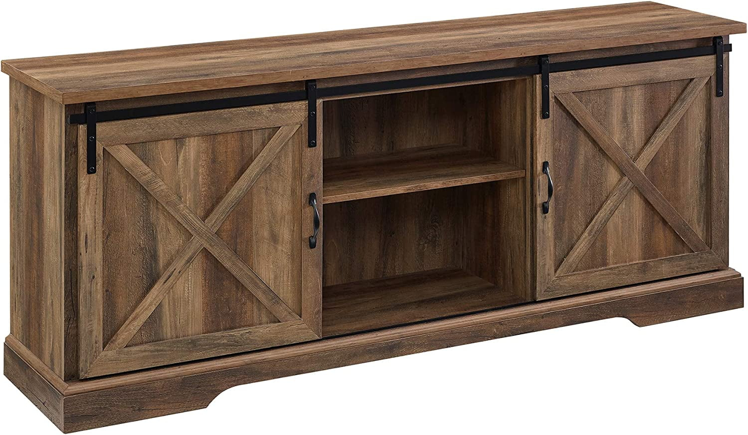 Wuxofu Corbin Modern Farmhouse Tv Stand, Sliding X Barn Door, For Tvs ... in Understanding the Appeal of Glass Inserts in Modern Farmhouse Entertainment Centers
