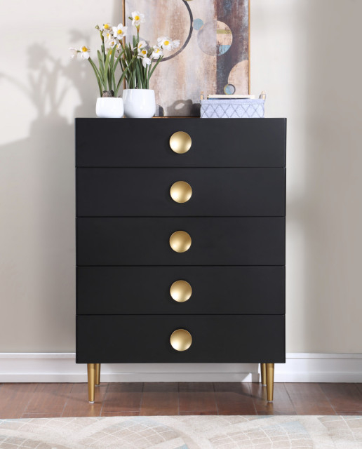 Zayne Wood/Metal Contemporary Chest - Midcentury - Dressers - By ... throughout How the Marisol Wood Metal Chest Elevates Your Contemporary Space