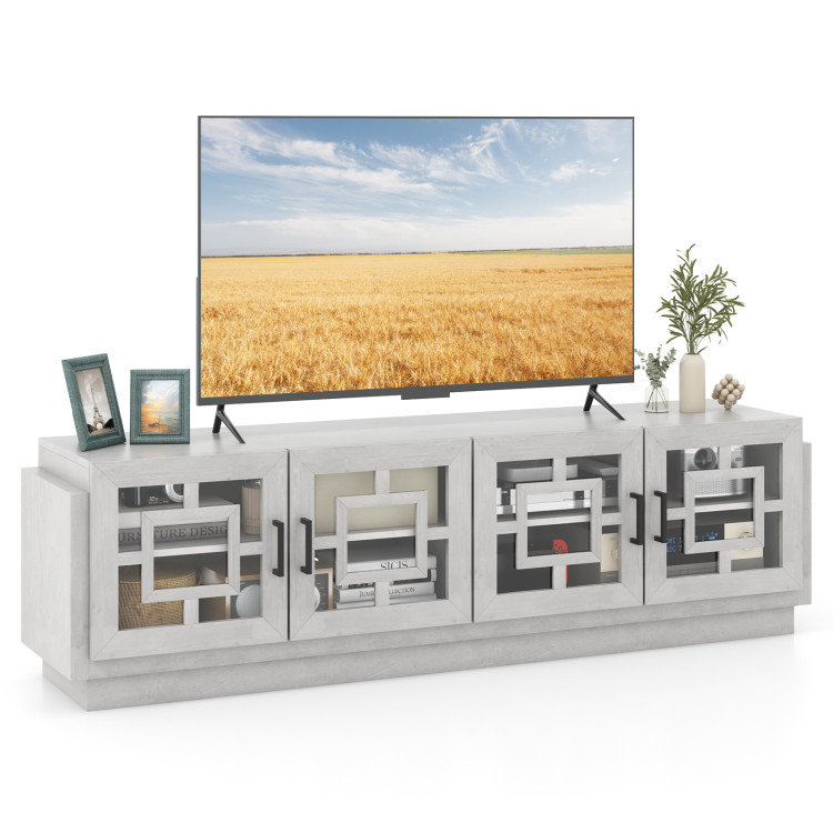 4-Door Tv Stand For Tvs Up To 75" Media Console Table With Adjustable ... regarding Pemberly Row 58" Glass 4-Door Tv Stand With Adjustable Shelves In Dark Walnut