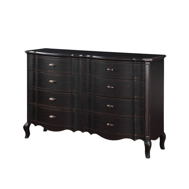 64" Chelmsford Decorative Storage Drawer Antique Black Finish - Acme ... regarding Acme Chelmsford Dresser