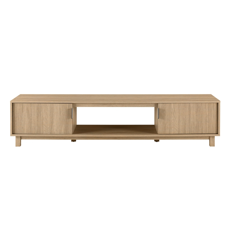 70" 2 Door Wood Tv Stand With Reeded Fronts - Coastal Oak | Bush ... intended for Keese 2-Door Wood 70" Tv Stand Media Console Mango Brown