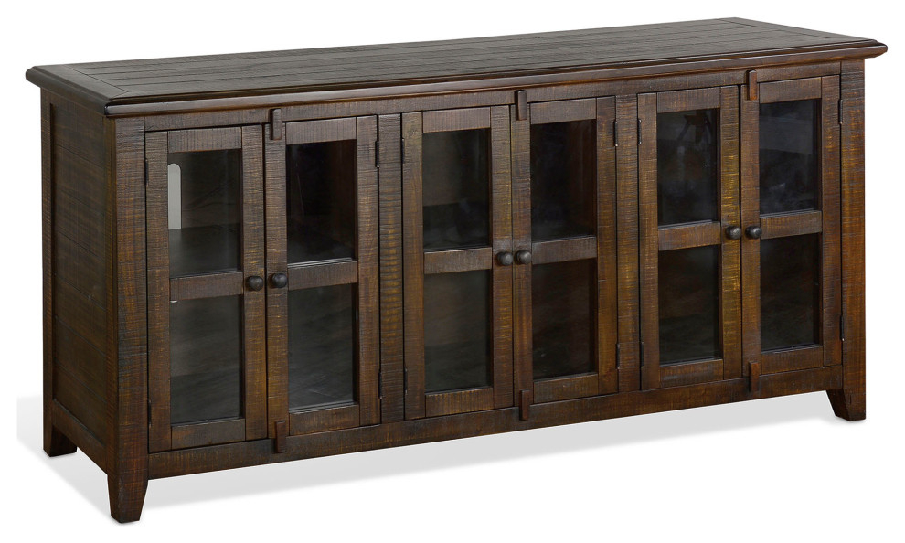 70" Wood Brown Tv Stand Media Console Glass Doors Storage Cabinet ... throughout Designing with the Keese 2-door Wood 70 TV Stand Media Console in Mango Brown