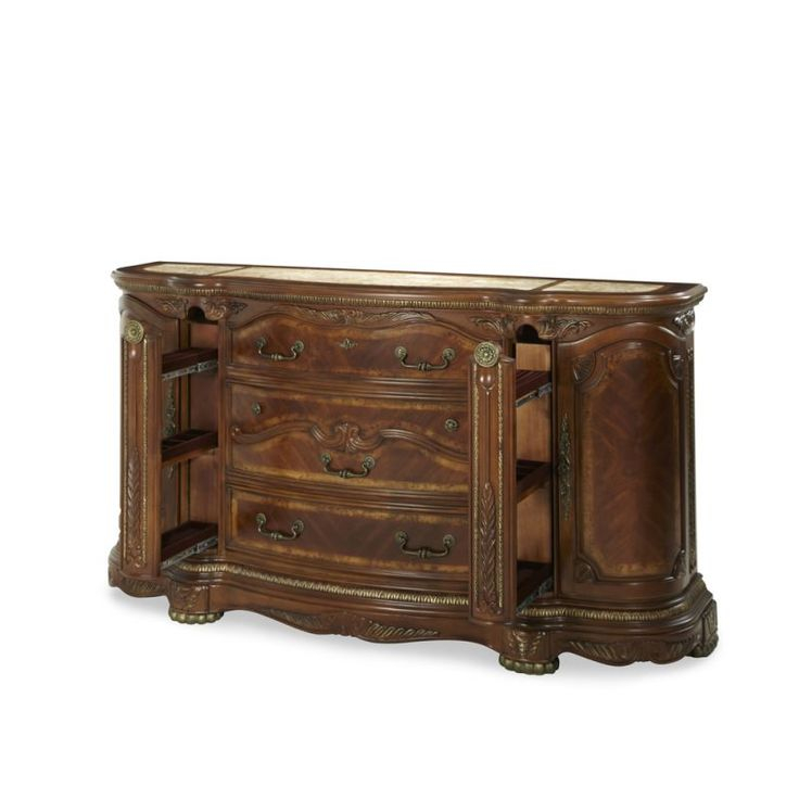 Aico By Michael Amini - Cortina Dresser In Honey Walnut - Nf65050Sa-28 ... inside Cortina Dresser And Mirror Set - Honey Walnut