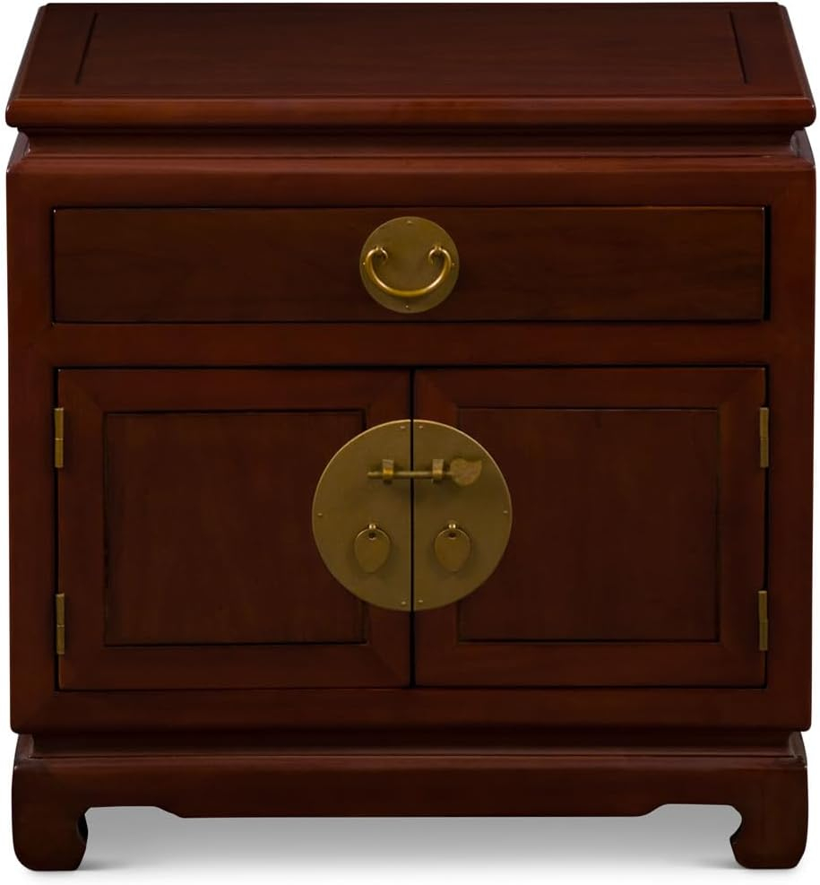 Amazon.com: Chinafurnitureonline Red Elmwood Chinese Ming Cabinet ... for Cherry Finish Elmwood Chinese Petite Ming Media Cabinet