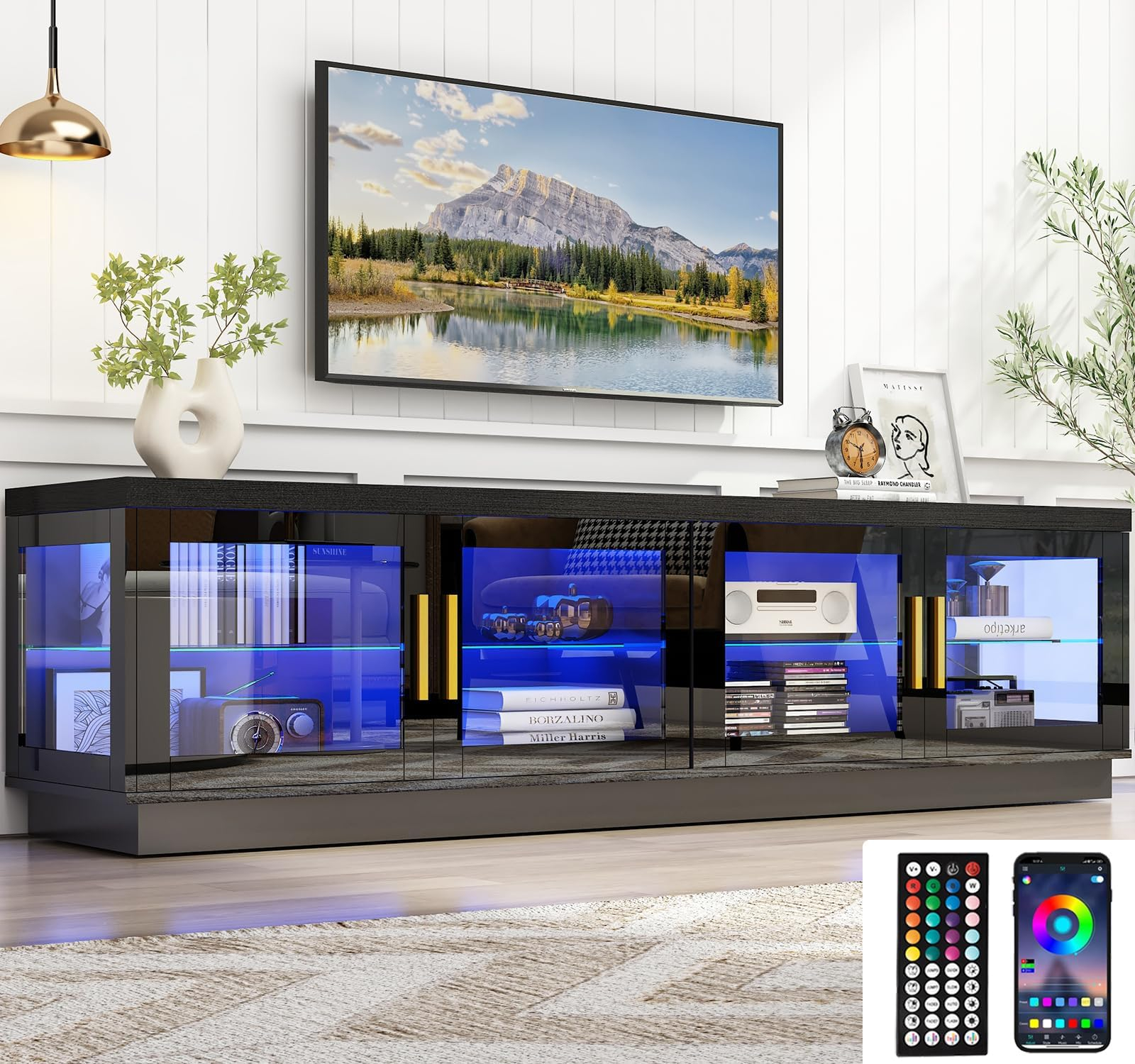 Amazon.com: Ironck Tv Stand For 75 Inch Tv, Led Light Tv Stands For ... for Understanding the Best TV Stand Options for Large Screen Displays